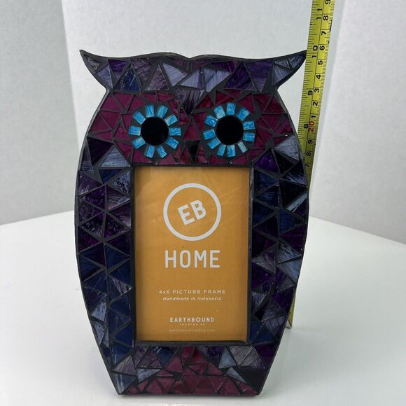 Mosaic Owl Art Tile Multicolor Photo Frame For 4 X 6 Photos Earthbound Trading - Picture 7 of 8